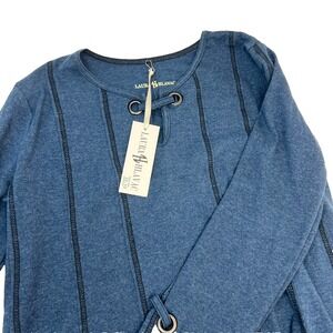 Laura Hlavac Blue Long Sleeve Grommet Tunic Top Shirt Size Medium NEW